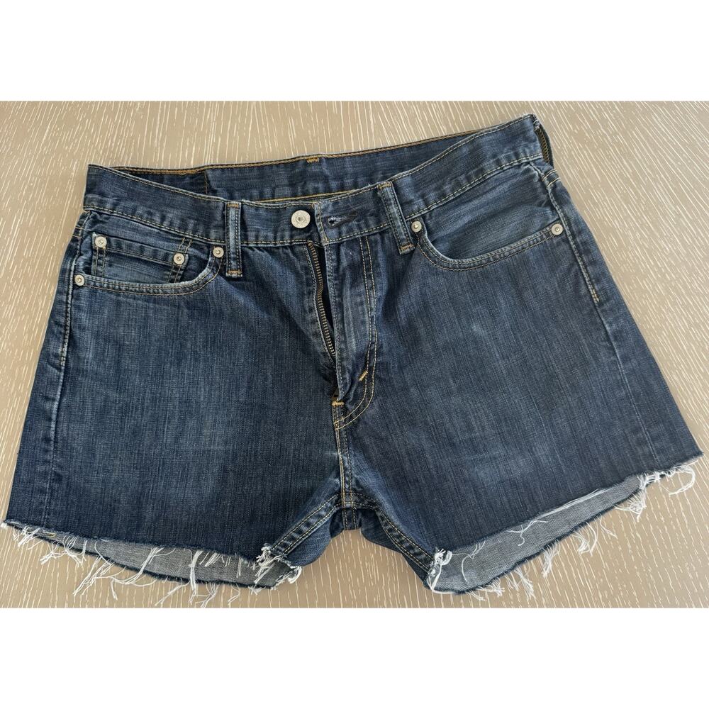 Levi's 513 Slim Straight Custom CutOff Denim Shorts Men's Size33 Dark Wash Jorts